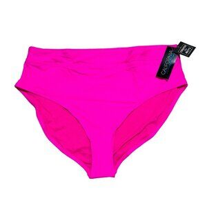 California Waves Plus Size 3 (22/24) Fuchsia Banded Hi-Waisted Bikini Bottom NWT